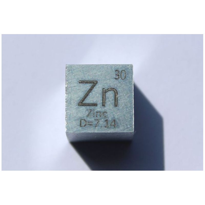 Zink metall kub Zn 10x10mm polerad 99,99% renhet kub