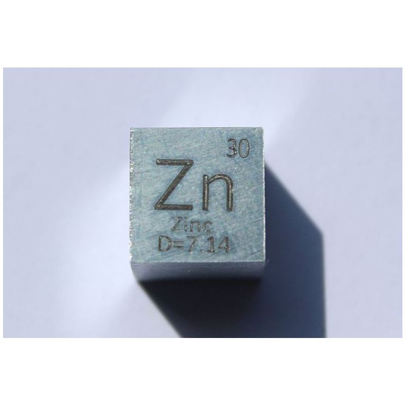 Zink metallkub Zn 10x10mm polerad 99,99% renhet kub