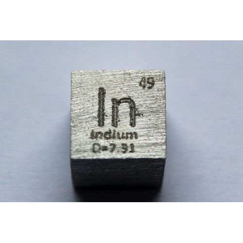 Indium In metallkub 10x10mm polerad 99,995% renhet kub