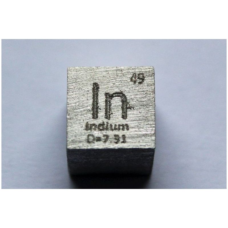 Indium In metallkub 10x10mm polerad 99,995% renhet kub