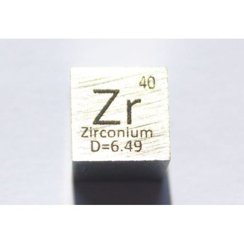 Zirkonium Zr metall kub 10x10mm polerad 99,2% renhet kub